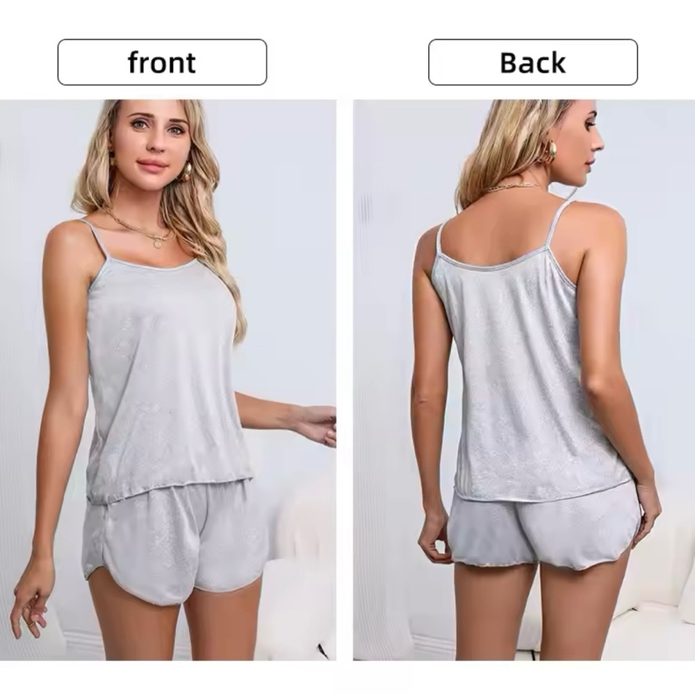100% cotton 2pc set: shorts + sleeveless top Home wear Pajama Mujer Strap Active - Picture 7 of 10